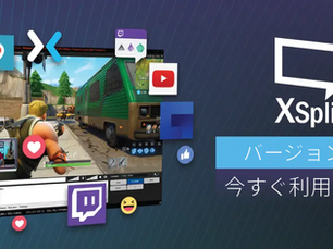 ゲーム画面とソーシャルメディアのアイコンを背景に、XSplitバージョン3.5の公開を知らせるバナー。