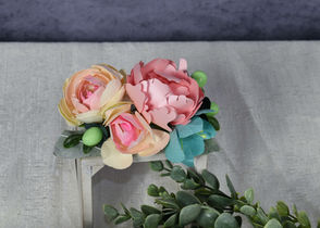 Blue and Pink Flowers Hair Comb