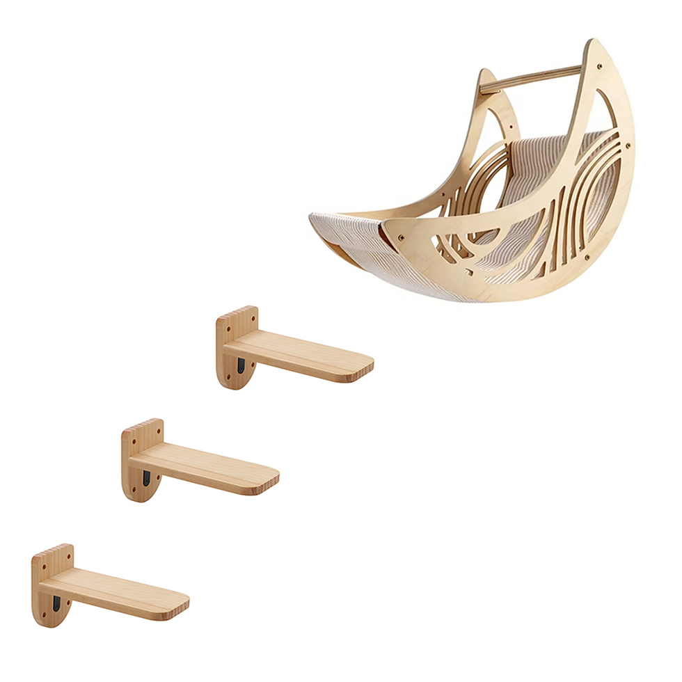 Thumbnail: Wall Mount Cat Furniture Natural Wood Floating Cat Shelves Indoor Kitten Climbin