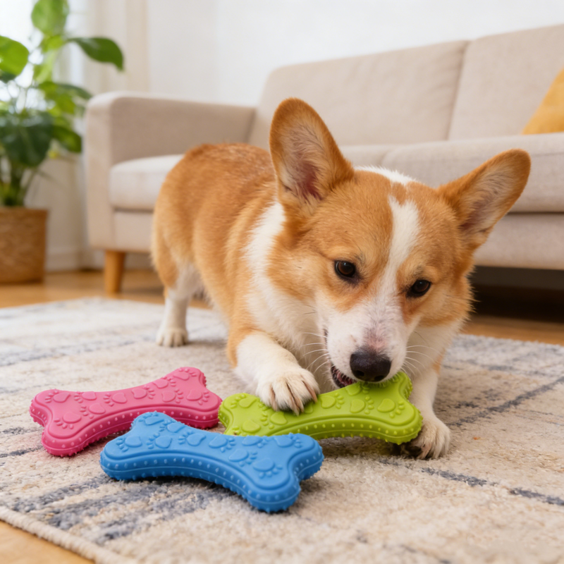 Thumbnail: Durable Non Toxic Rubber Small Dog Toys Cute Appearance Biteproof Puppy Teething