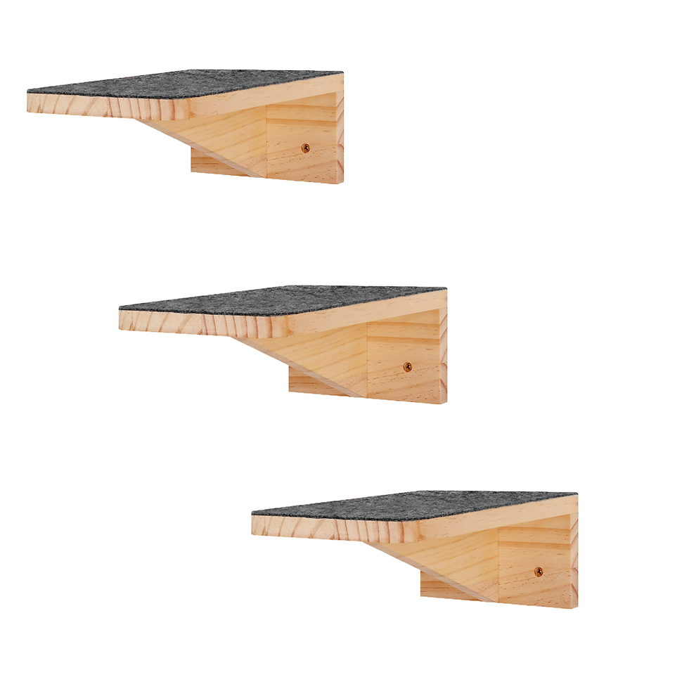 Thumbnail: Wall Mount Cat Furniture Natural Wood Floating Cat Shelves Indoor Kitten Climbin