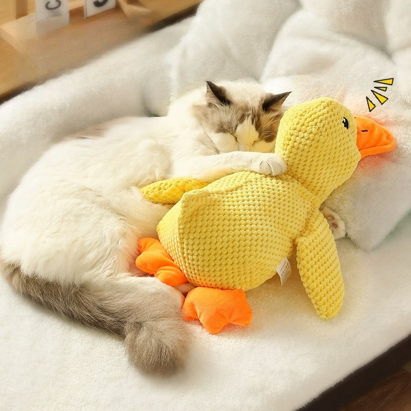 Thumbnail: Duck Dog Toy Plush Chew Resistant Durable Dog Toy with Quacking Sound Teeth Grin