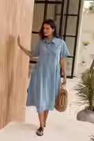 WILLOW DENIM DRESS - BLUE DENIM