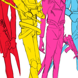 Drawing with detailed weapons