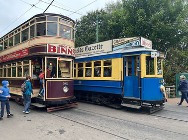 Beamish Museum showing two heritage tramways