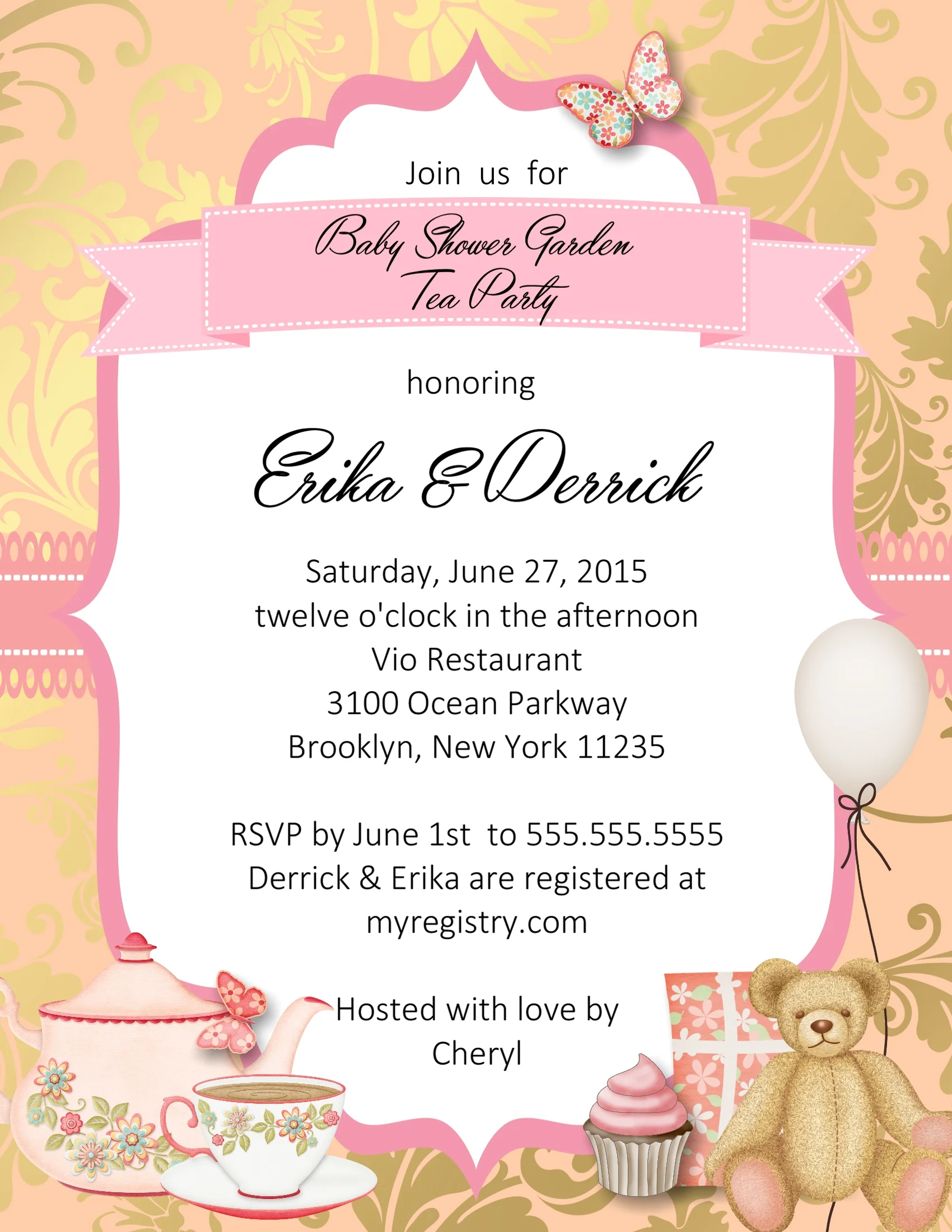 Garden Tea Party Baby Shower Invitation Cheryl S Invitations