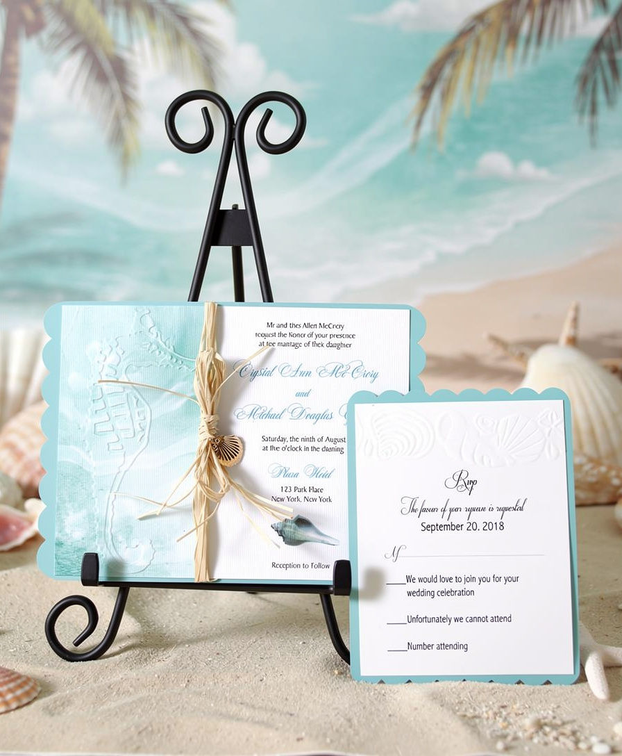 Thumbnail: Embossed Beach Seahorse Wedding and Event Invitation