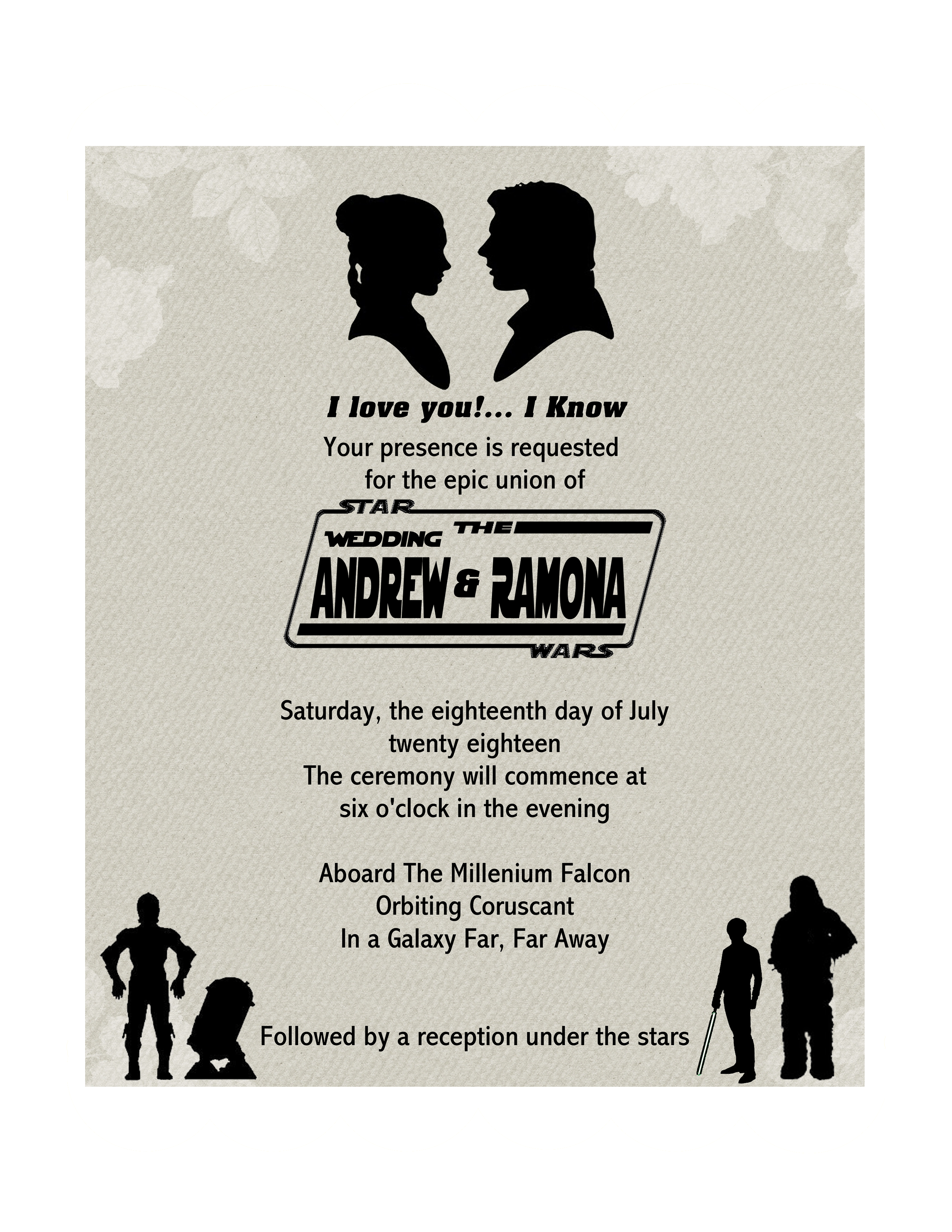 Star Wars Wedding And Event Invitation Sold Cheryl S Invitations