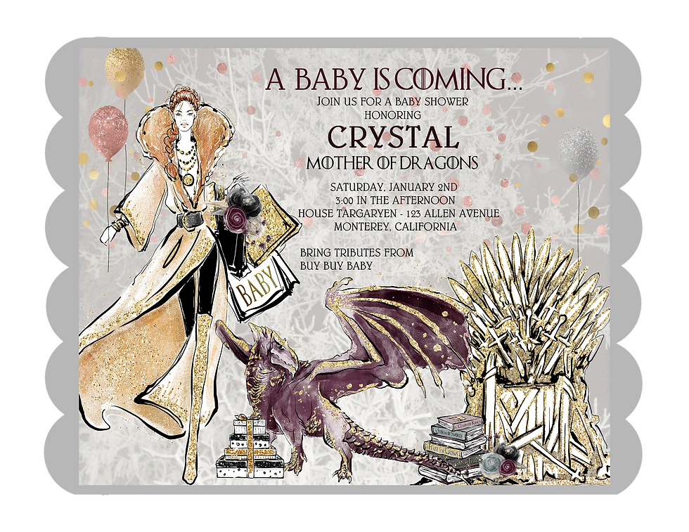 Thumbnail: Mother of Dragons Baby Shower Invitations (sold in sets of 10)