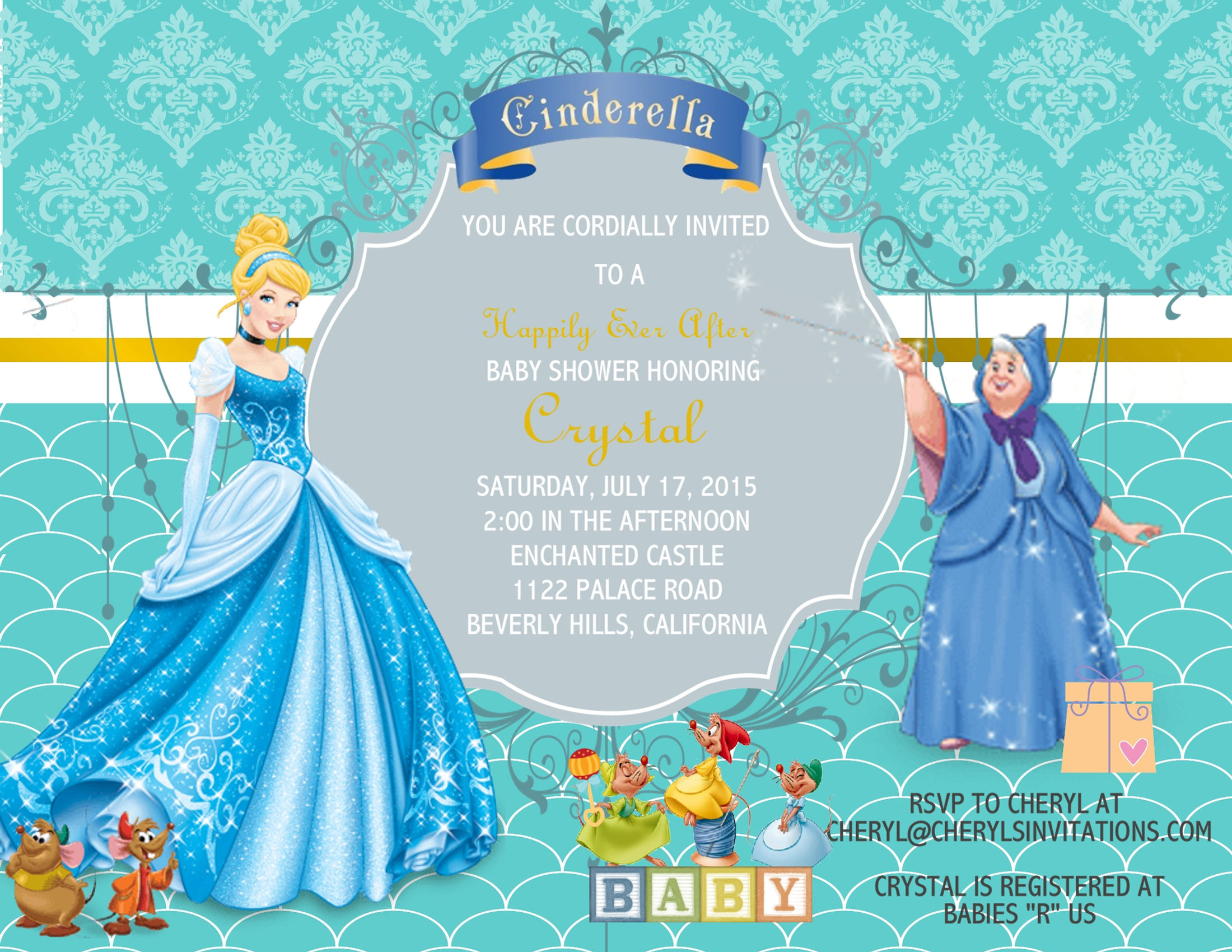 Cinderella Baby Shower Invitation (sold in sets of 10)