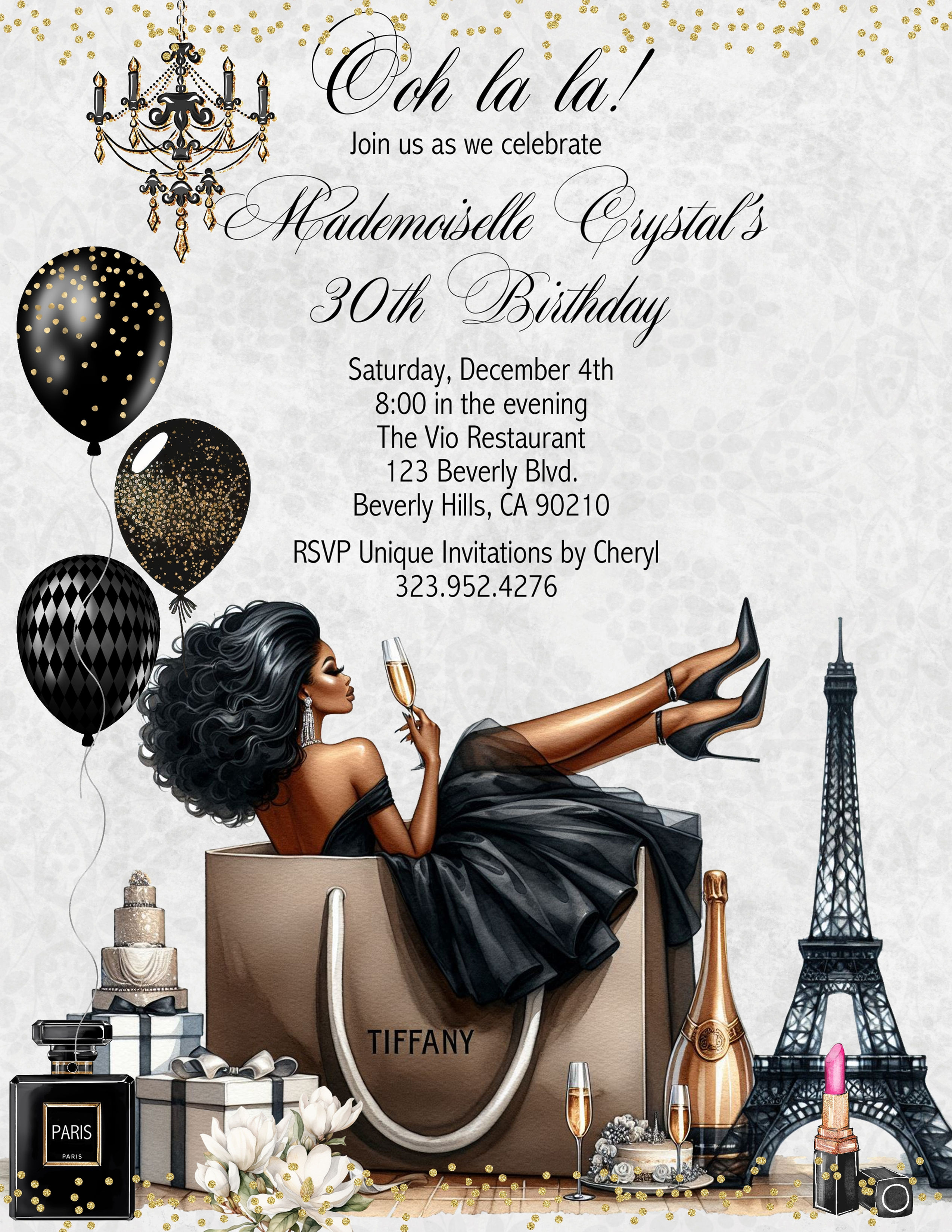 Ooh, la la Champagne Paris Invitation (sold in sets of 10)