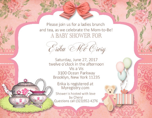 2 Tea Party Baby Shower Invitation 2 Tea Party Baby Shower Invitation