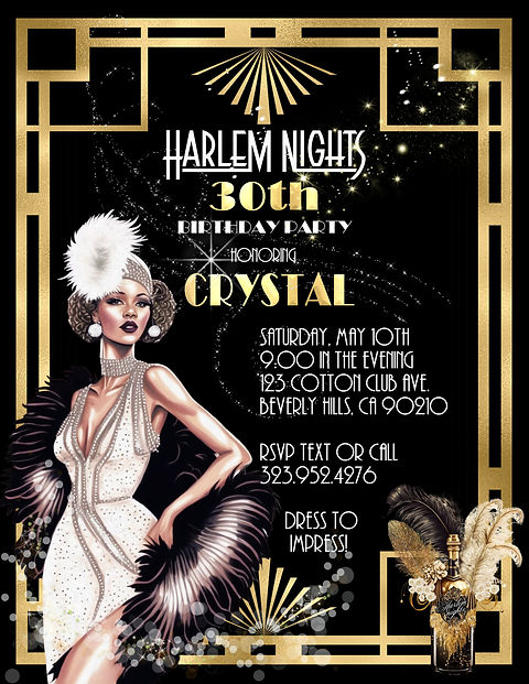 Harlem Nights Lady Roaring 20's Birthday Invitation (sold in sets of 10) | Cheryl's Invitations Harlem Nights Lady Roaring 20's Birthday Invitation (sold in sets of 10) | Cheryl's Invitations