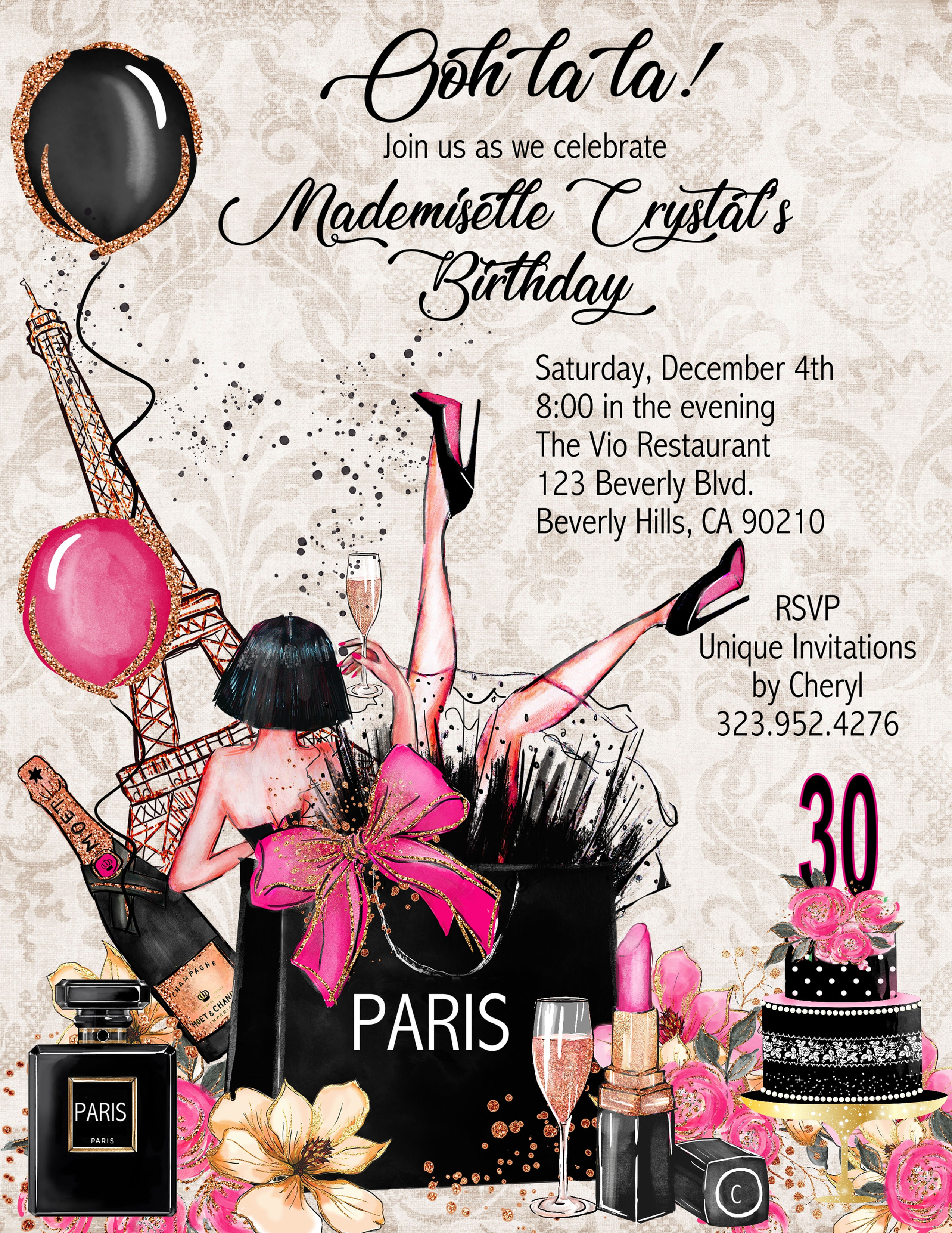 Ooh la la! Birthday Party Invitation (sold in sets of 10)