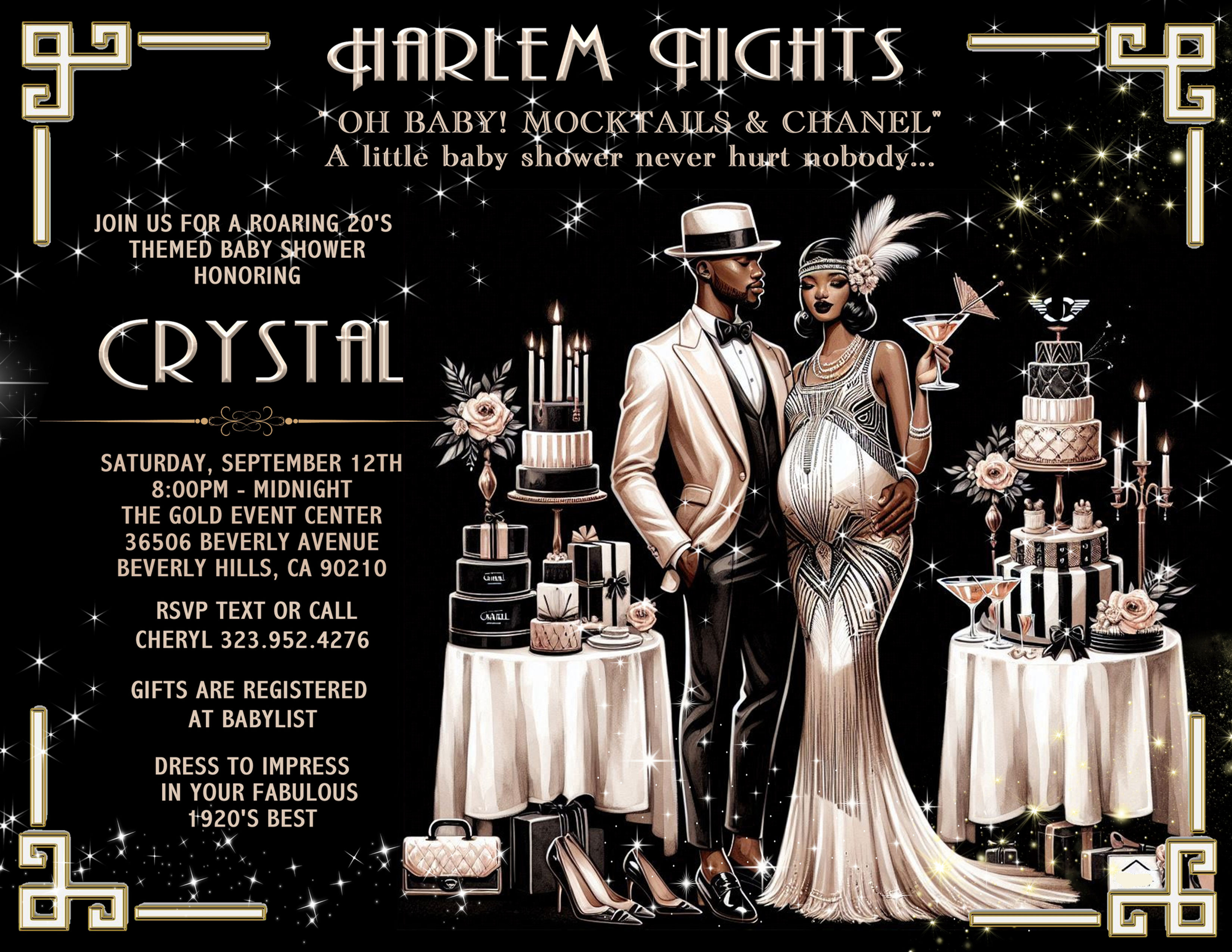 #3 Harlem Nights "Mocktails" Invitation (sold in sets of 10)