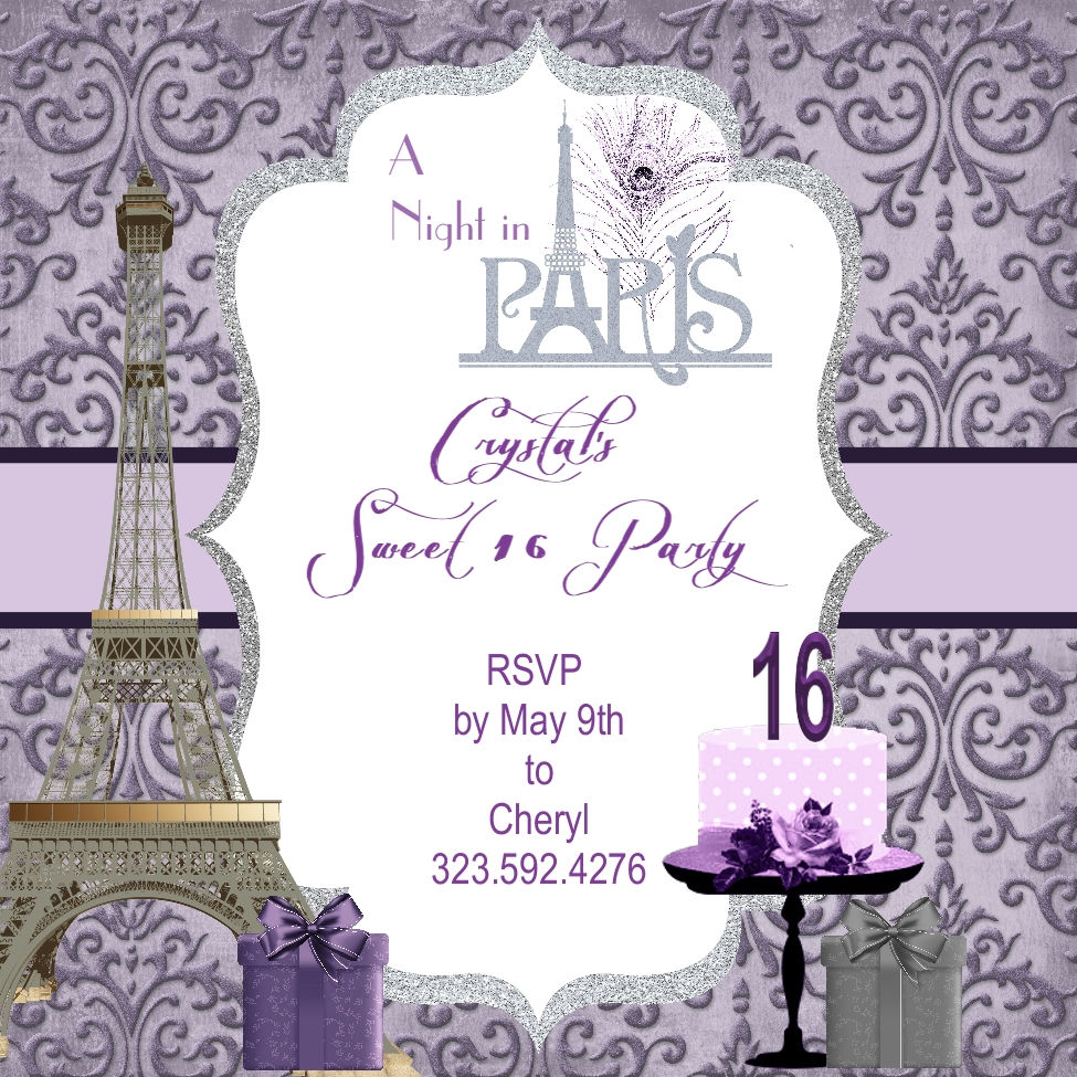 Thumbnail: "I Love Paris" Lavender Custom Exploding Box Event Invitatio