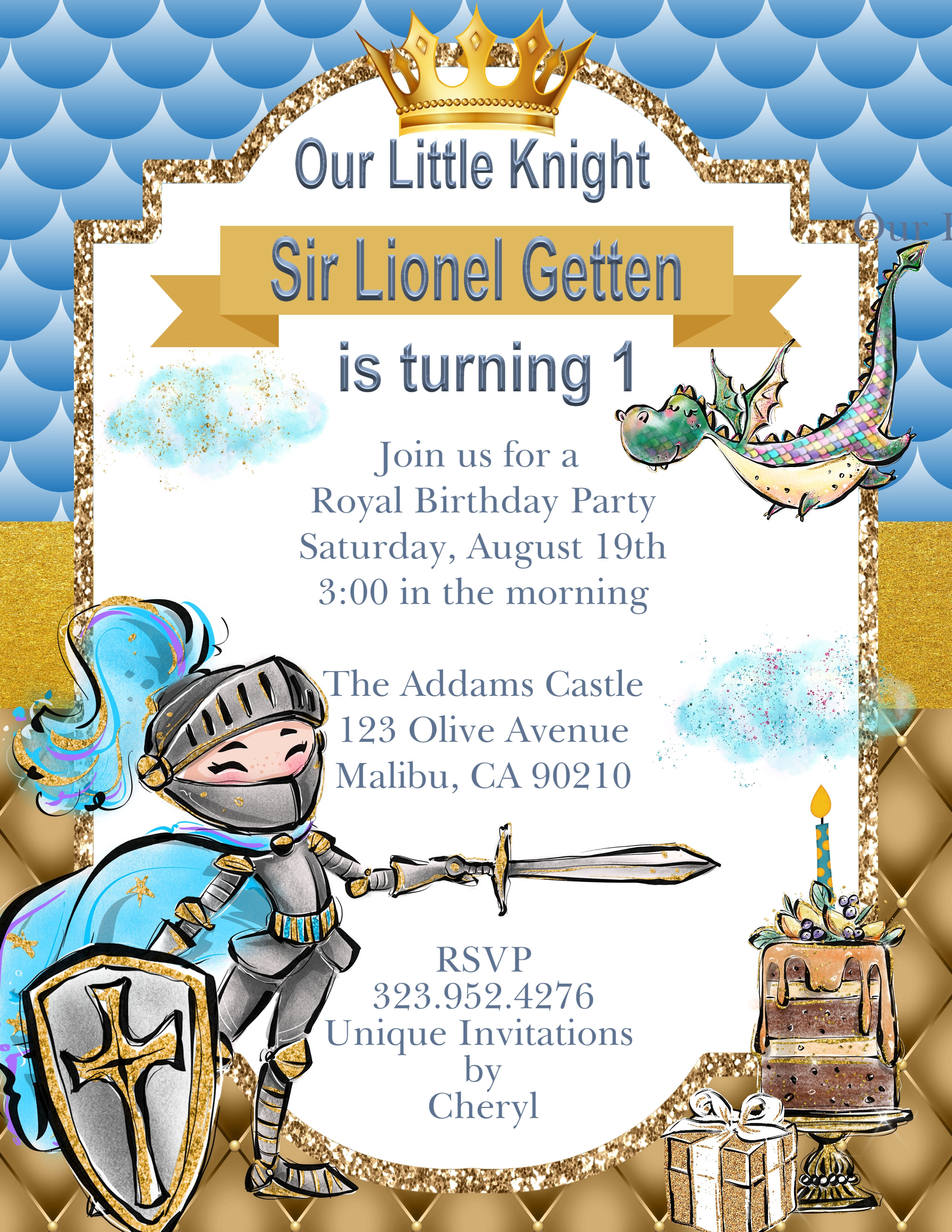 Royal Knight Birthday Invitation (sold in sets of 10)