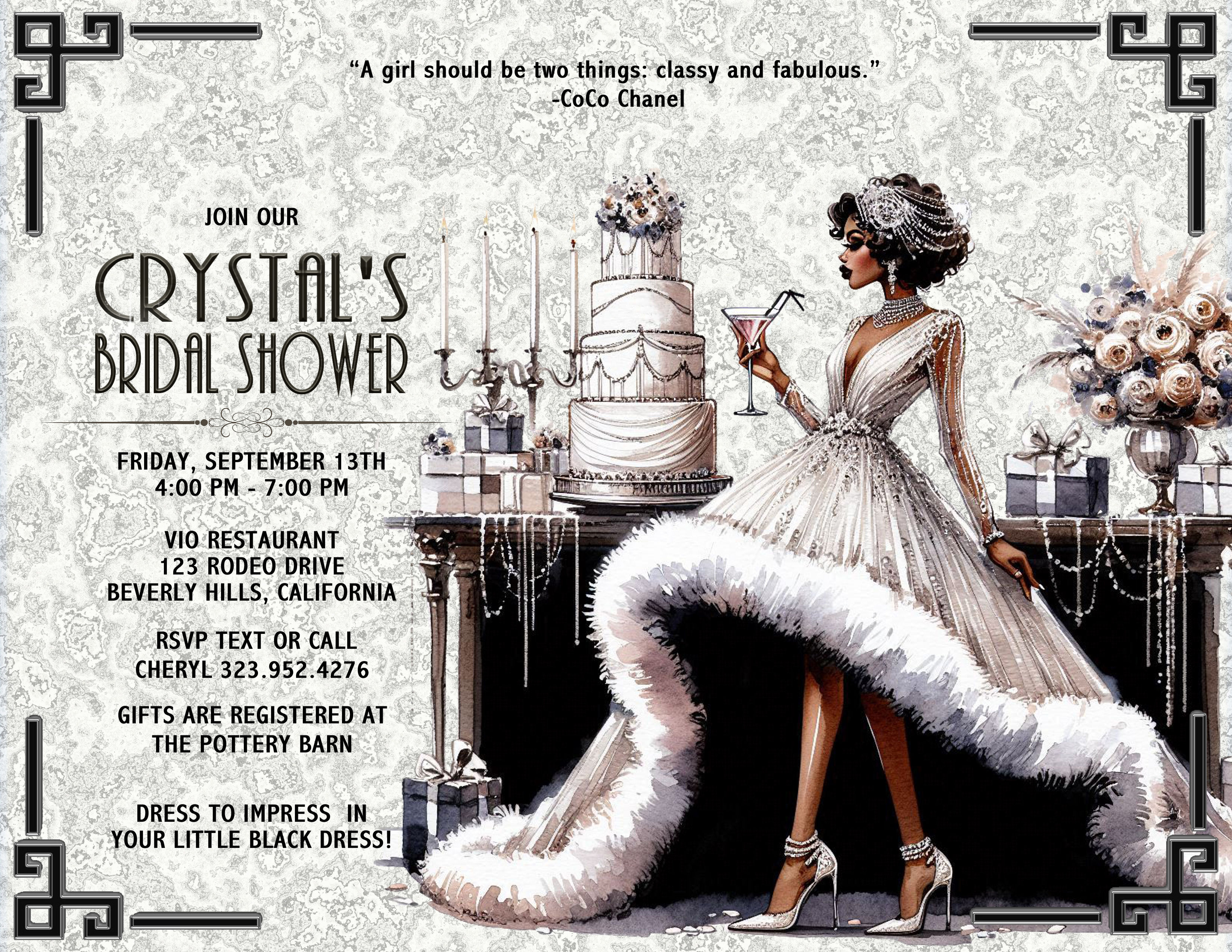 Elegant Bridal Shower Invitation  (sold in sets of 10)