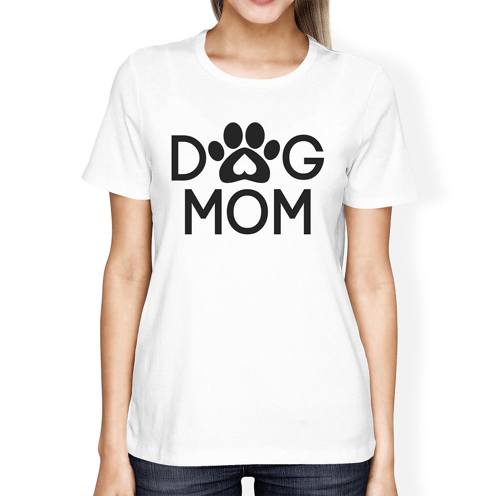 Thumbnail: Dog Mom Women's White Graphic T Shirt Dog Paw Design Gift Ideas