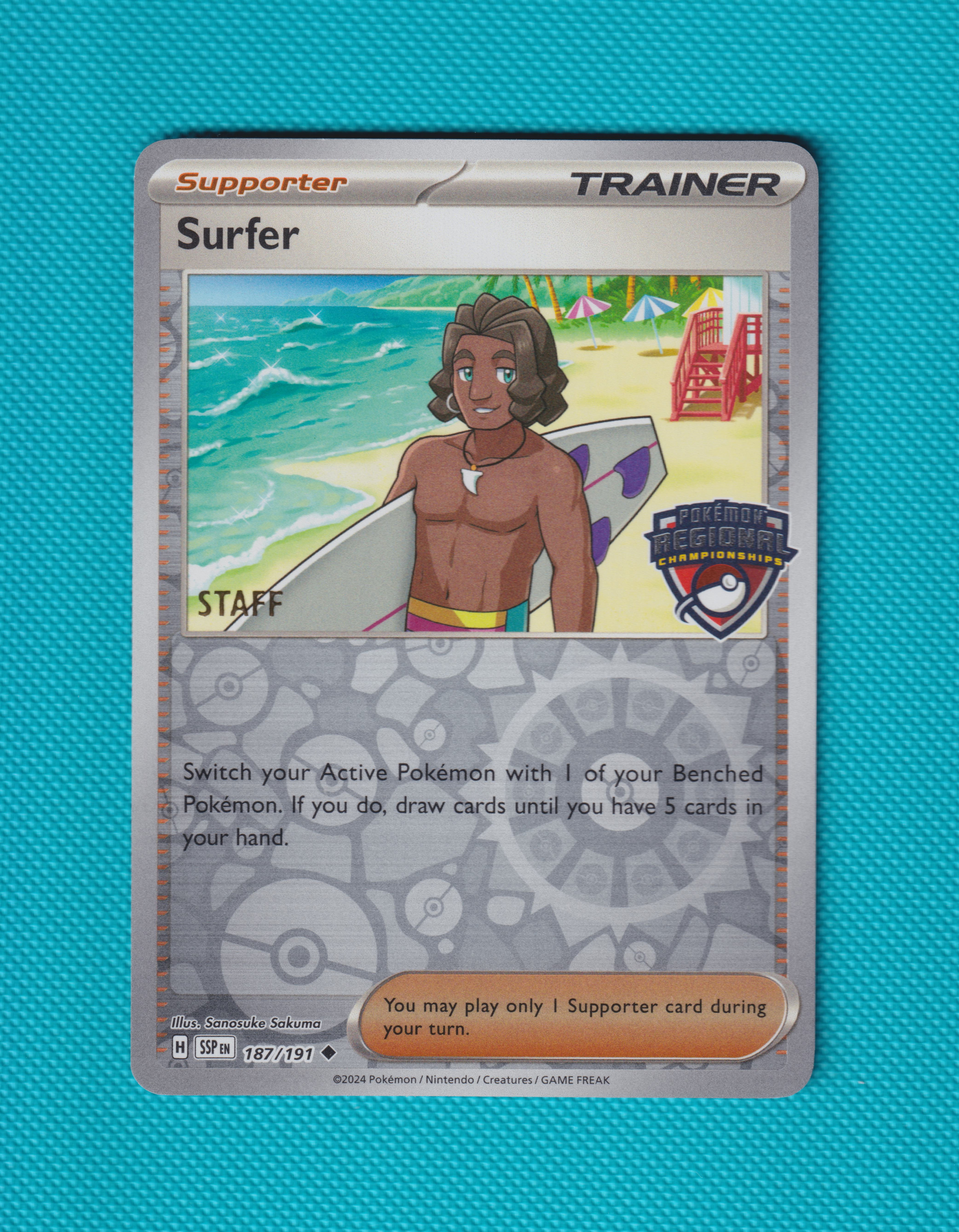 Surfer STAFF Regional Reverse Promo, Surging Sparks Master Set Very Rare 187/191