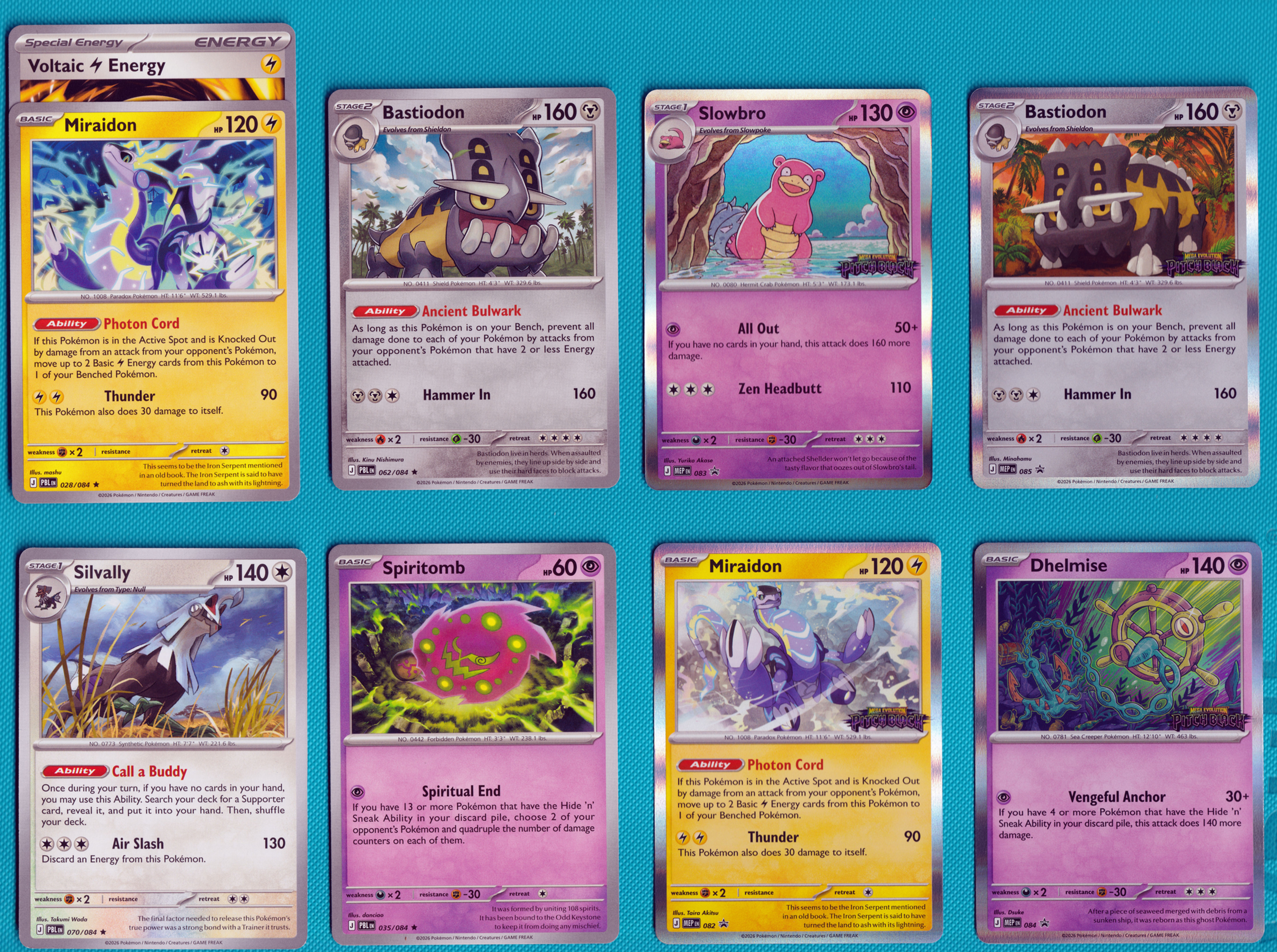 Pitch Black All 4 Stamped Prerelease Promos & All 5 Non Holos MEP082,083,084,085
