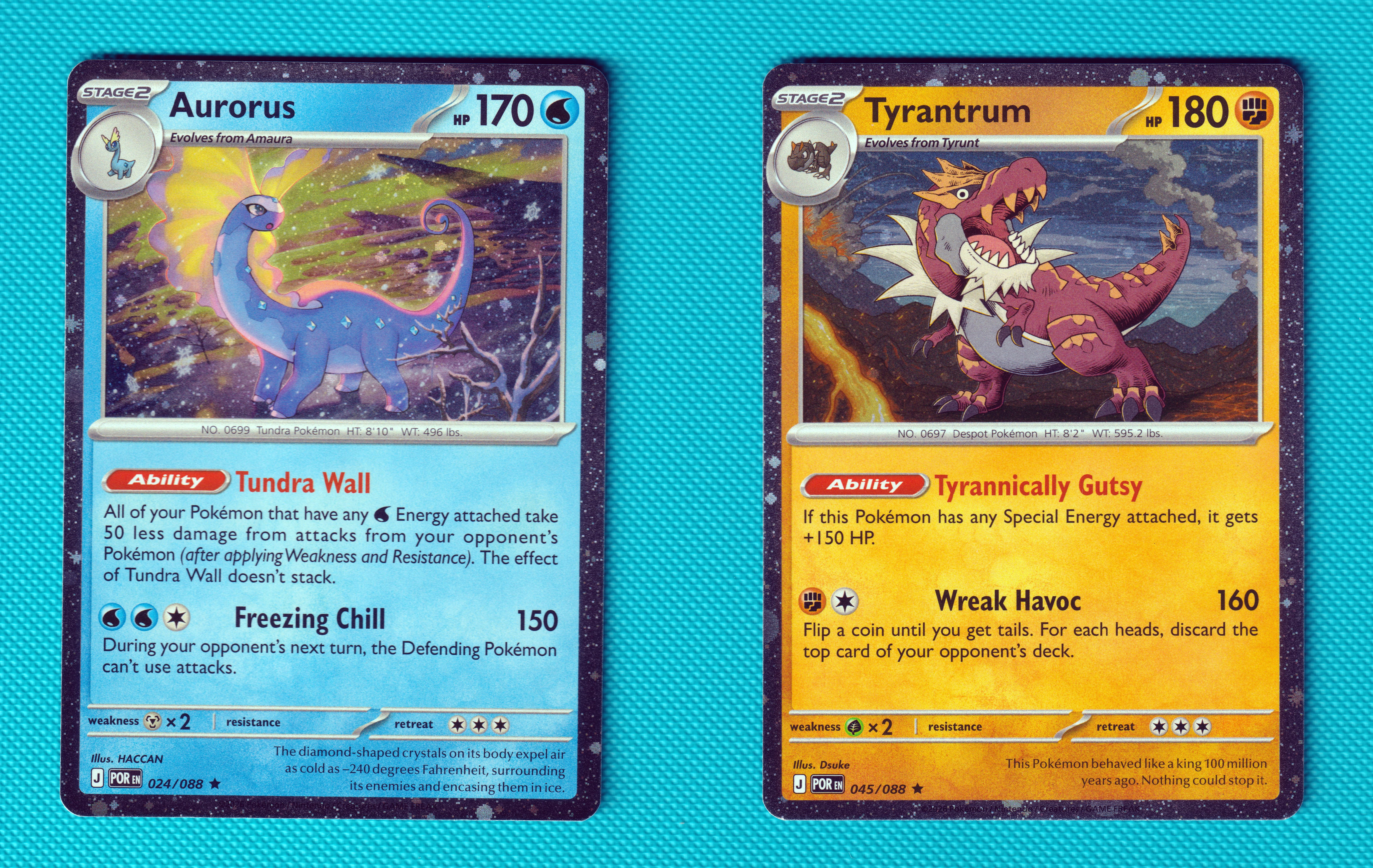 Cosmo Tyrantrum 045/088 & Aurorus 024/088 Perfect Order Masterset USA Excl