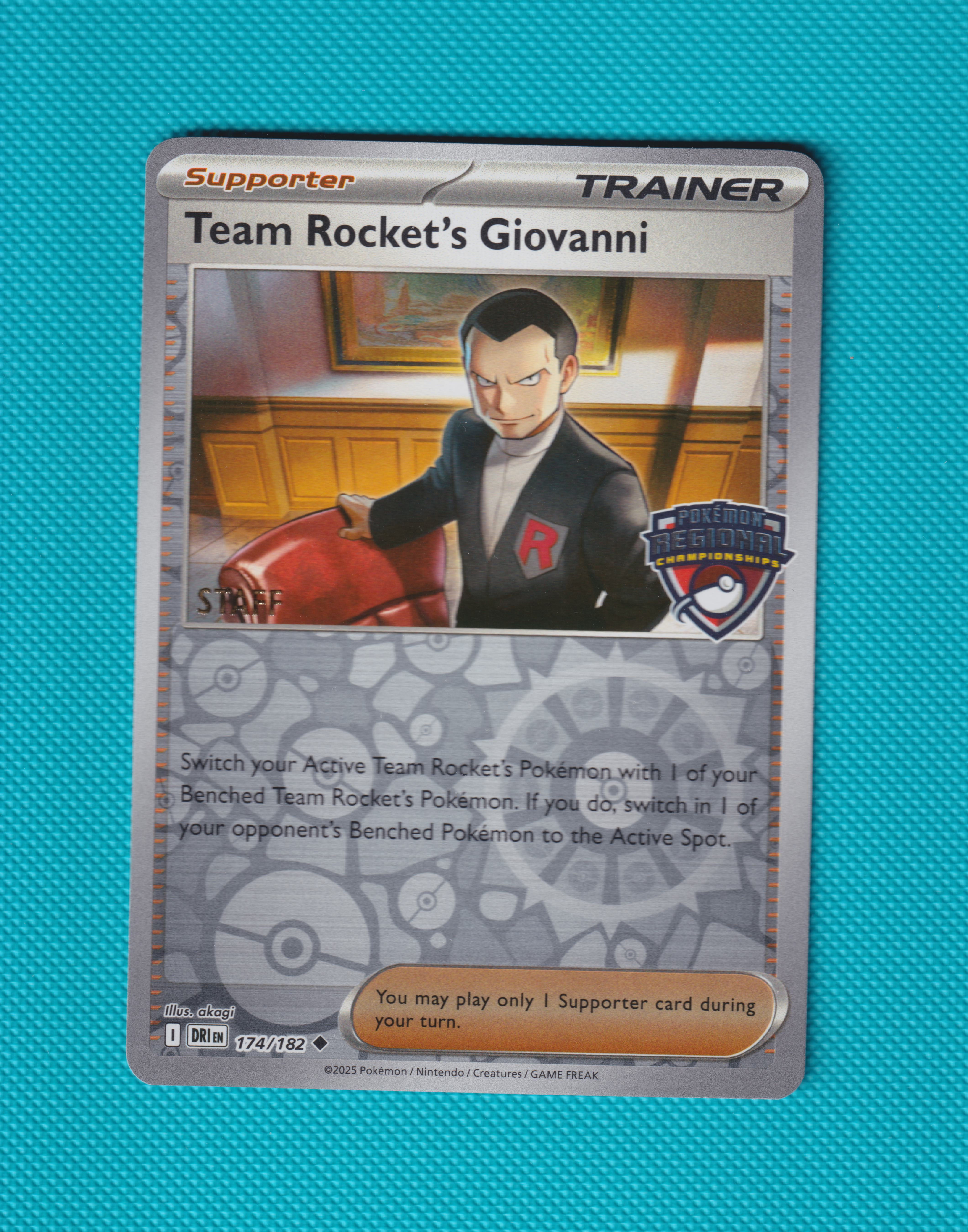 Team Rockets Giovanni STAFF Regional Promo Destined Rivals MasterSet 174/182