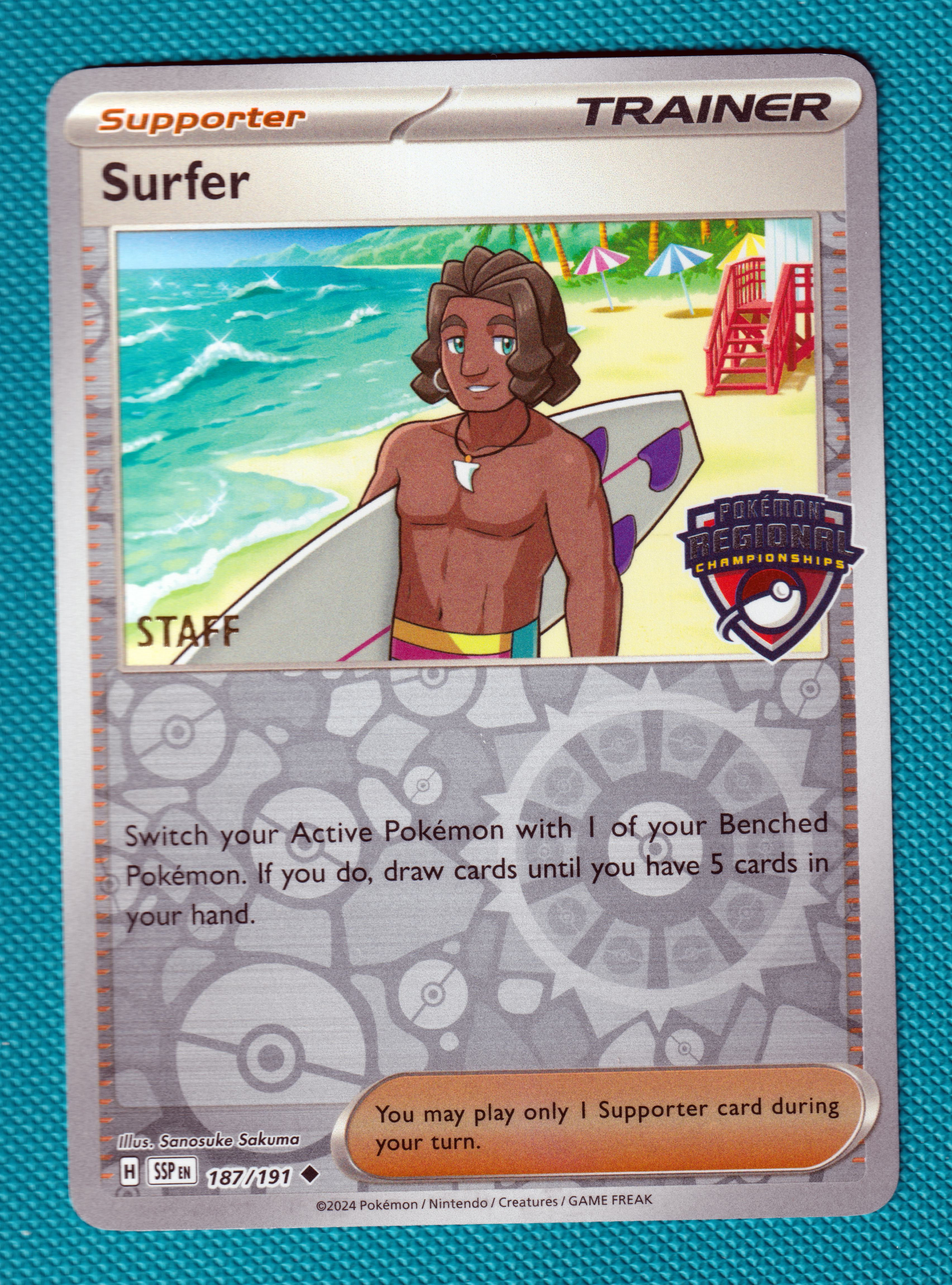 Surfer STAFF Regional Reverse Promo, Surging Sparks Master Set Very Rare 187/191