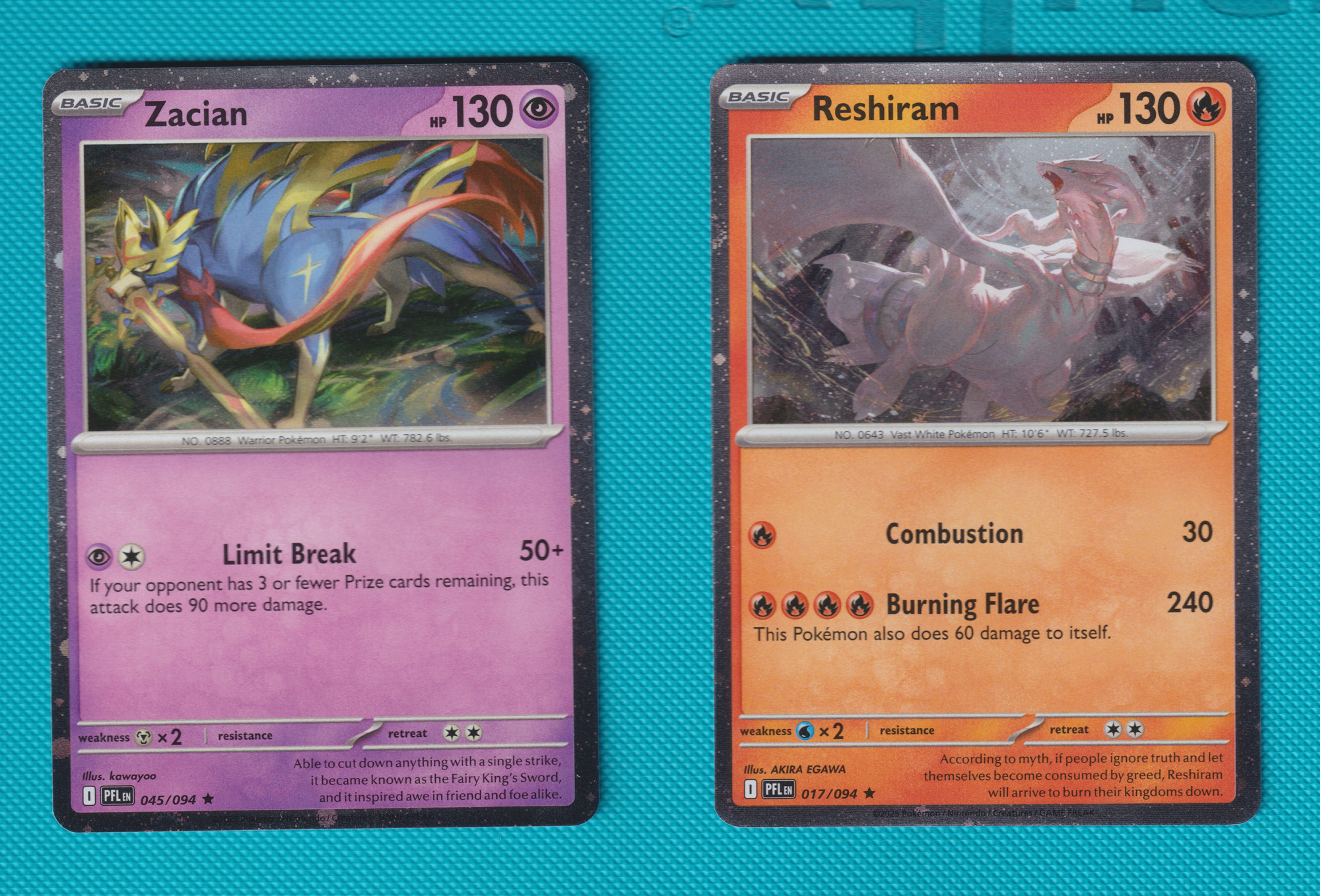 Cosmo Reshiram 017/094 & Zacian 045/094 Phantasmal Flames Masterset USA Exclusiv
