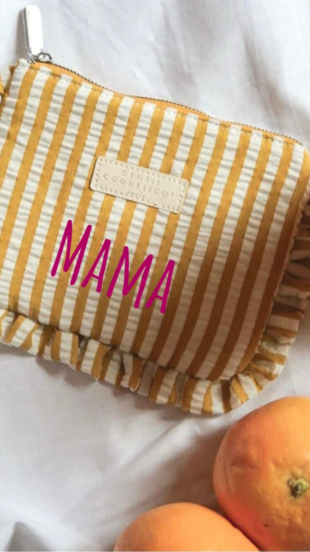 Toilettasje (etui) gestreept geel