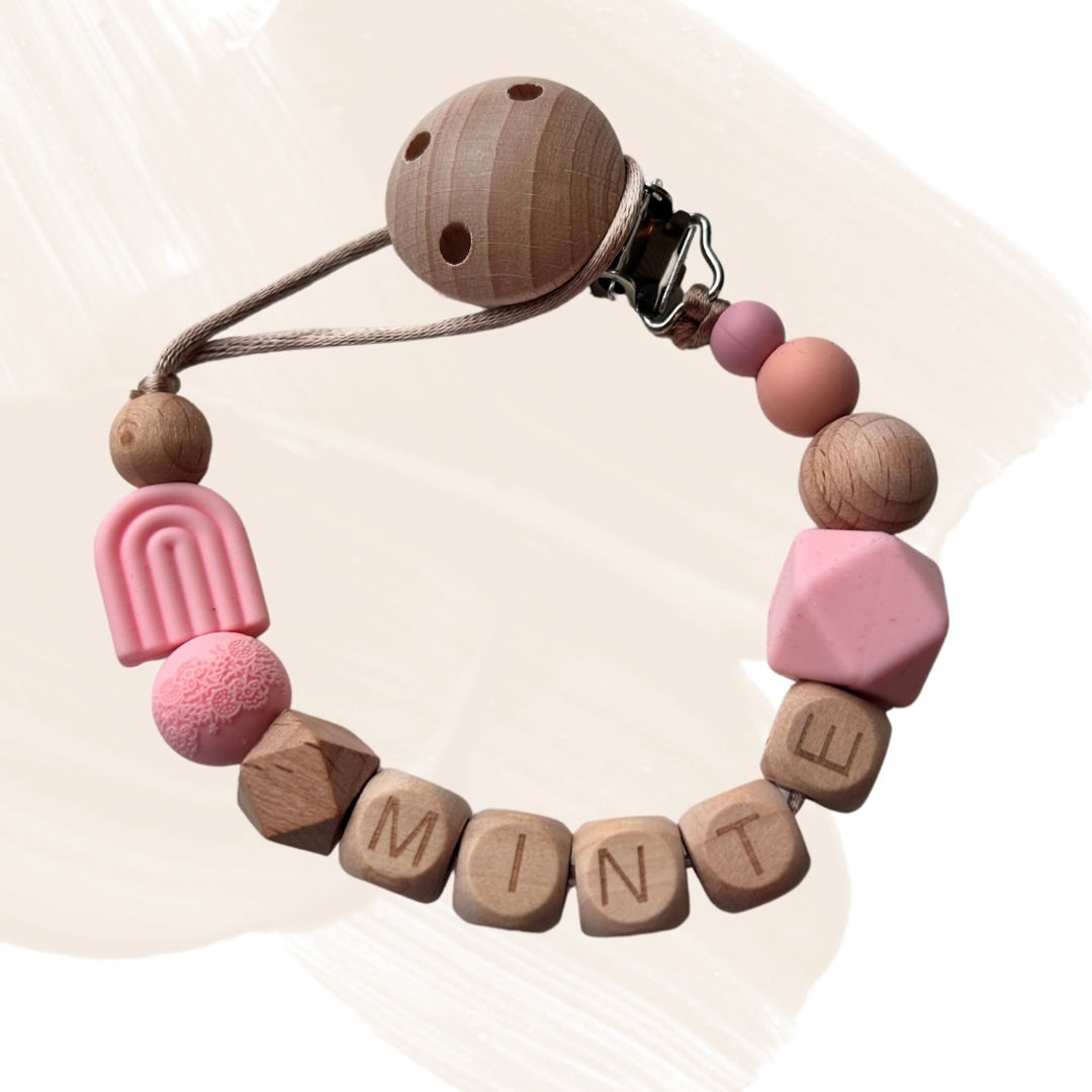 Speenkoord met naam ‘roze tinten’