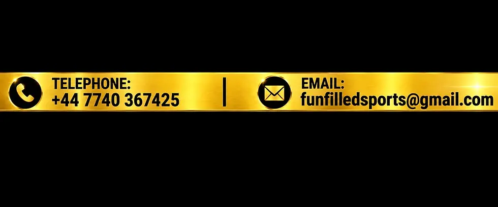 Digital graphic design element featuring a horizontal gold bar against a black background containing contact information. The layout includes a phone number snippet and an email icon with text.