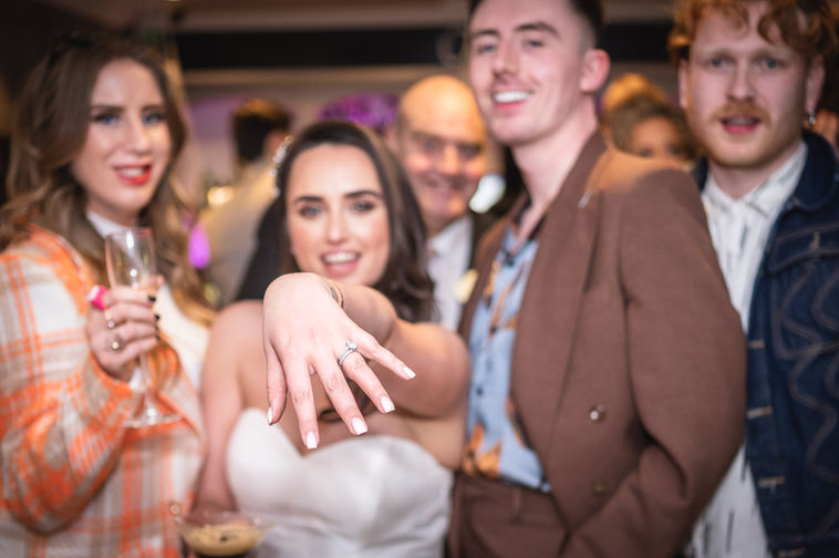 Wedding ring-bride and guests-party-wedding night-wedding photography-red hall hotel-bury