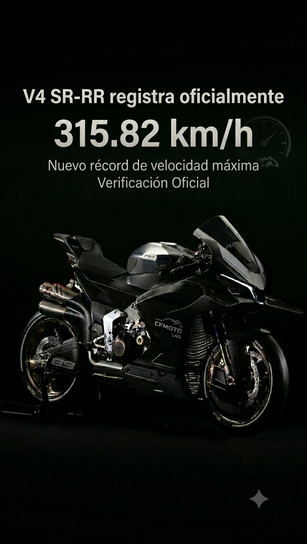 CFMOTO rompe la barrera de los 300 km/h: la V4 SR-RR registra oficialmente 315.82 km/h