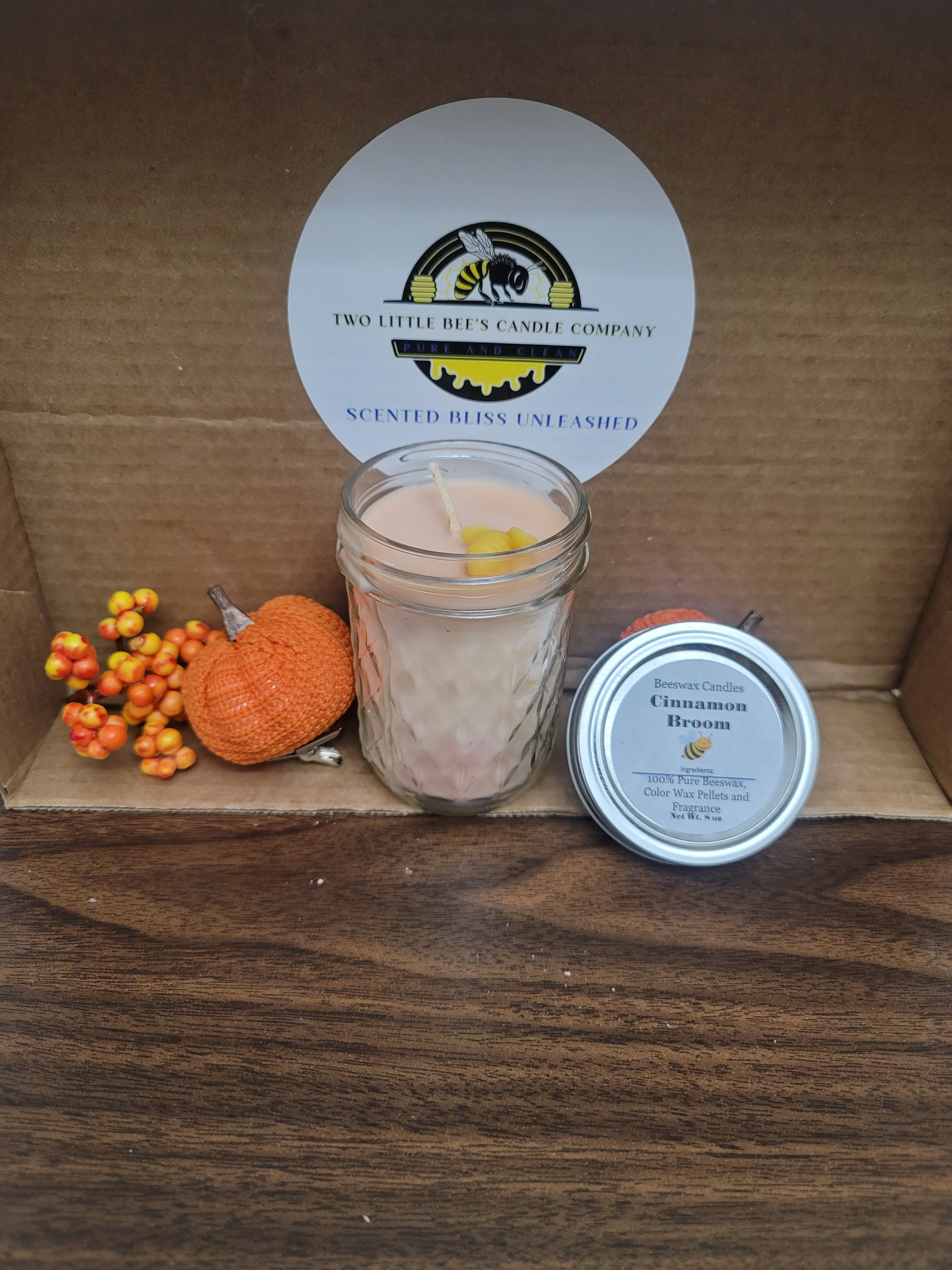 Cinnamon Broom 8oz Beeswax Candles