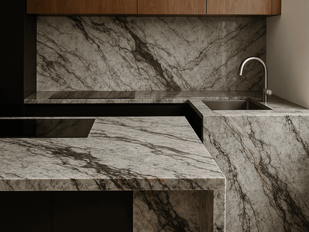 Granitos com veios expressivos: a nova tendência que valoriza sua obra com estilo e personalidade