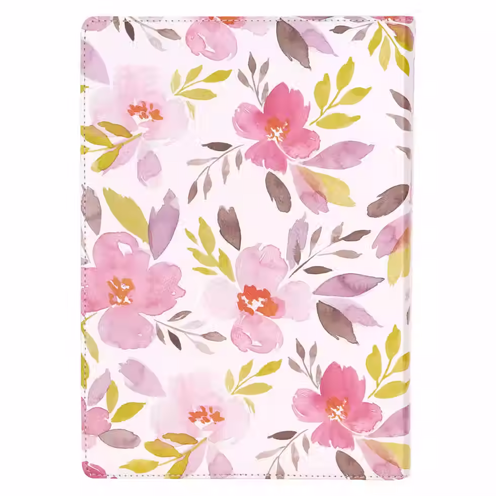 Thumbnail: Pink Floral Faux Leather Spiritual Growth Bible