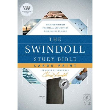 The NLT Swindoll Study Bible, Large Print, Black, Indexed Imitation Leather