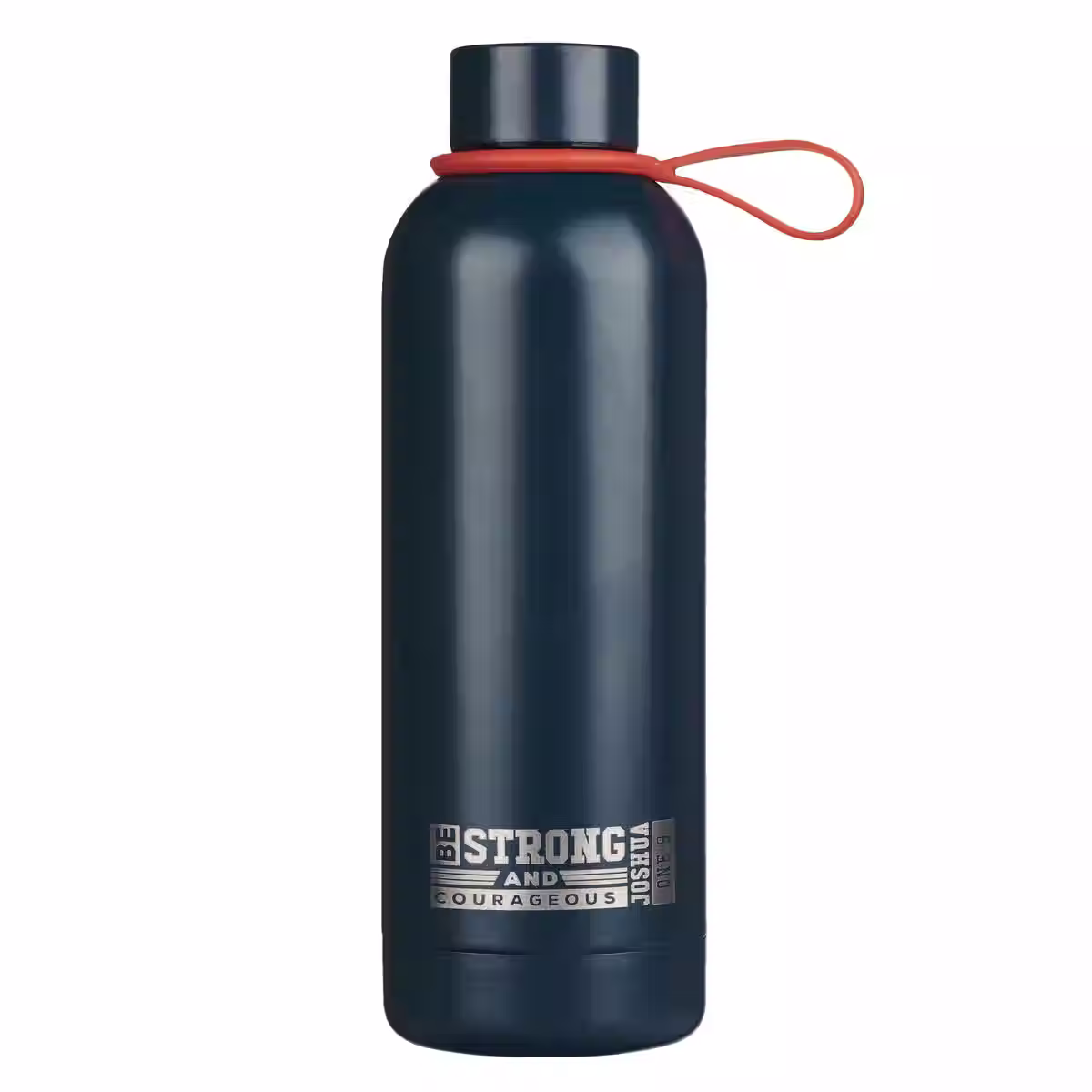 Strong and Courageous Blue Stainless Steel Water Bottle - Joshua 1:9