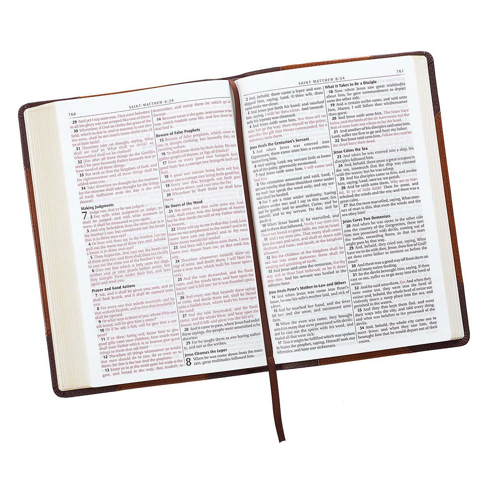 Thumbnail: Two-tone Brown Faux Leather Large Print Thinline King James Version Bible