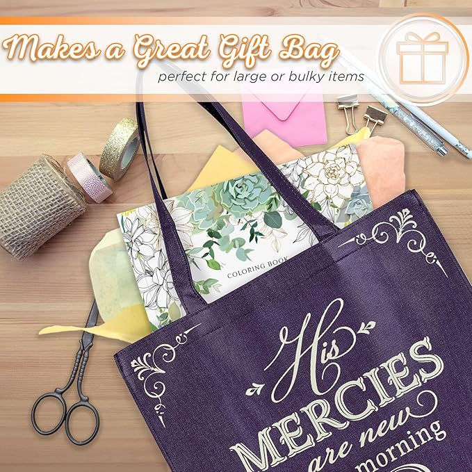 Миниатюра: His Mercies are New Purple Amethyst Shopping Tote Bag - Lamentations 3:22-23