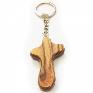 Thumbnail: Wide Hand Carved Olive Wood Holding Cross 	Gift
