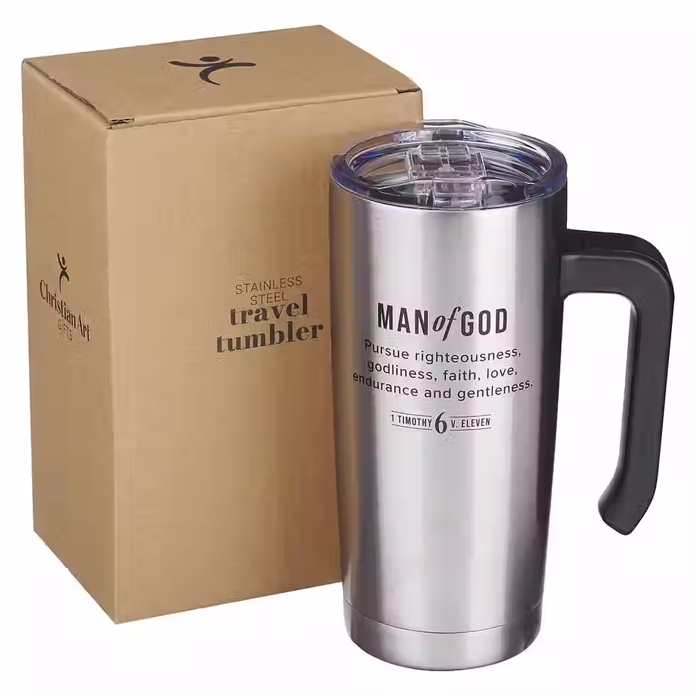 Miniatura: Man of God Stainless Steel Travel Mug with Handle - 1 Timothy 6:11