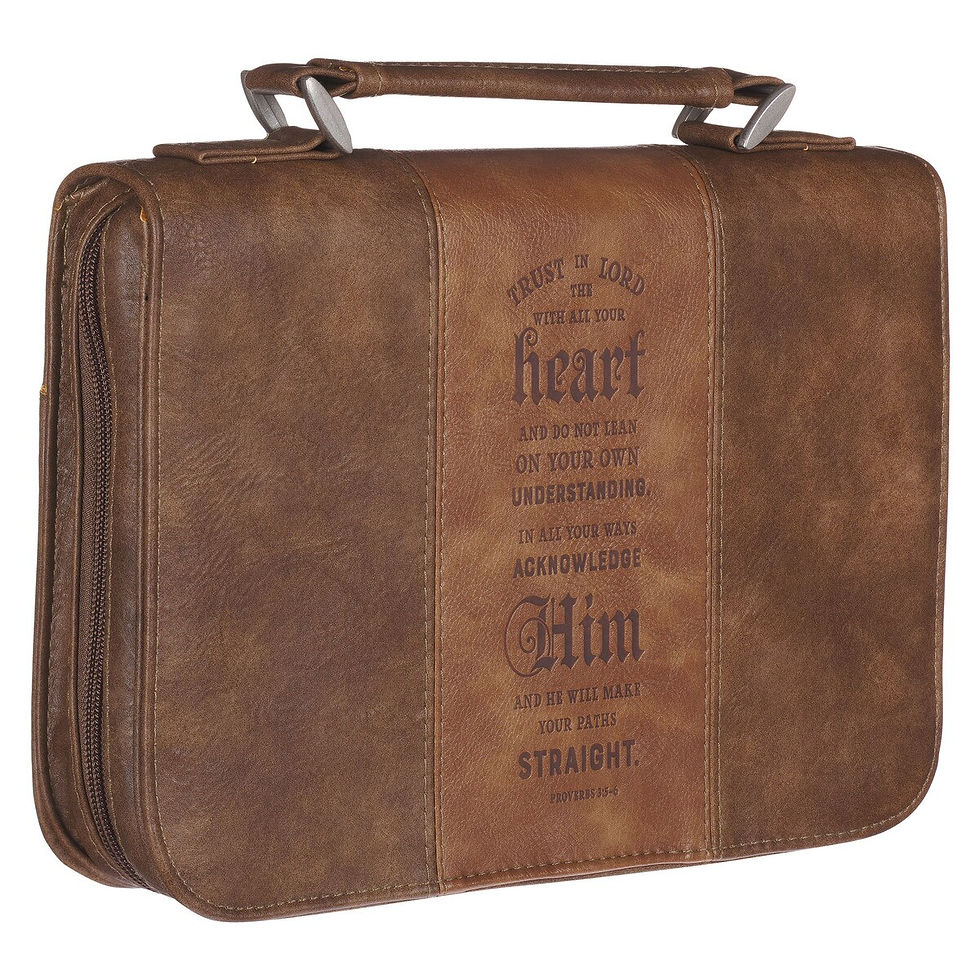 Thumbnail: Trust In The Lord Two-Tone Brown Classic Faux Leather Bible Cover - Proverbs 3:5