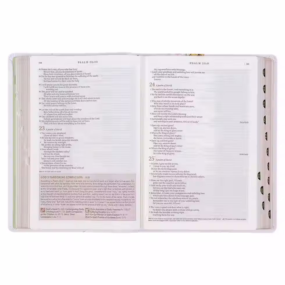 Miniature : Cream-colored Floral Faux Leather Spiritual Growth Bible
