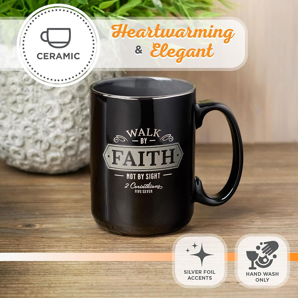 Thumbnail: Walk By Faith Black Ceramic Coffee Mug - 2 Corinthians 5:7