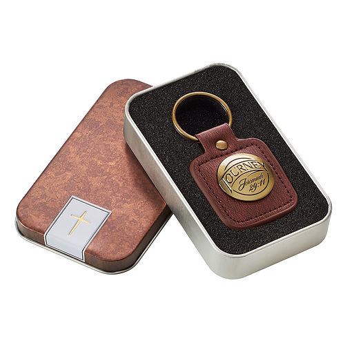 Thumbnail: Journey - Jeremiah 29:11 Keyring in Tin Leather