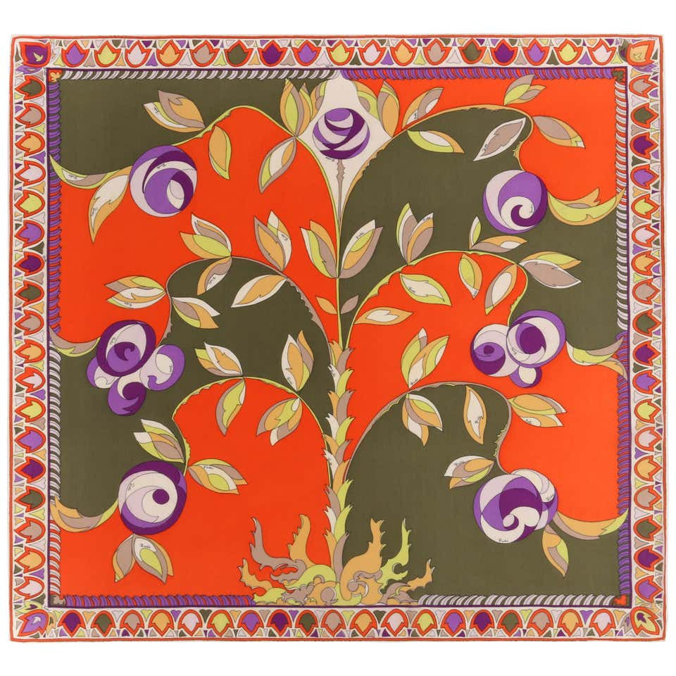 Emilio Pucci Floral Print Silk Scarf