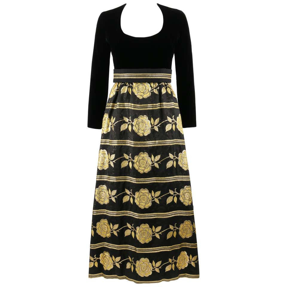 c.1960's Brocade Maxi Evening Dress