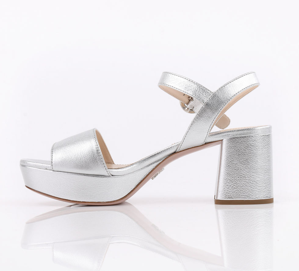 Thumbnail: Prada Metallic Silver Block Heels